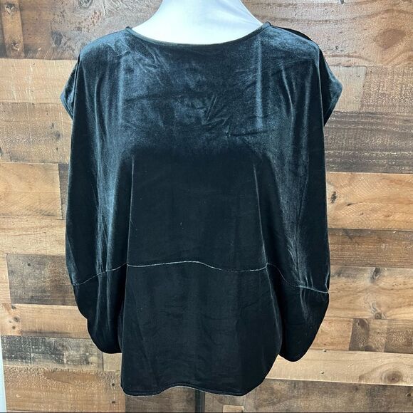 Alfani Top Boat Neck Black Velour Velvety Look Cap Sleeve Oversized Small - Picture 8 of 16